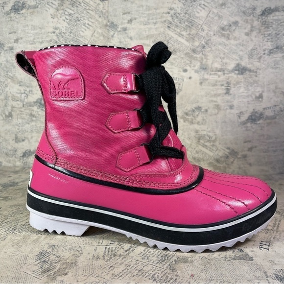Sorel Tivoli Pink Lace-Up Polka Dot Waterproof Boots NL1691-614 - Picture 1 of 12
